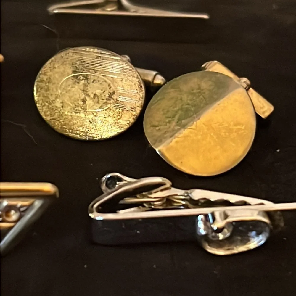 Lot vintage cufflinks & tie clips Pioneer Swank gold filled Shields